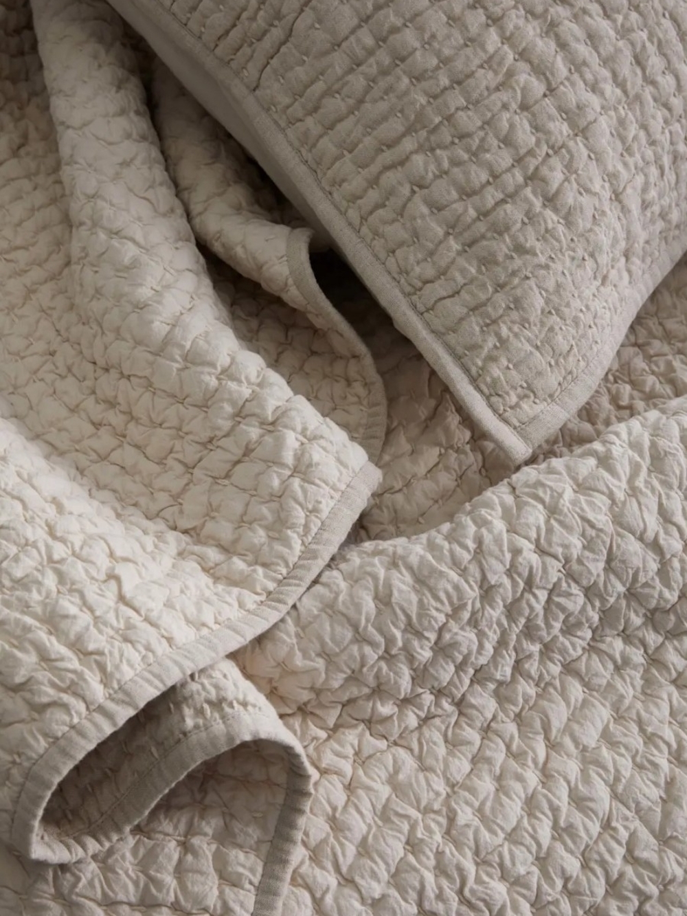 Quince European Linen Cotton Stitch Quilt Set - King - Natural - Picture 3 of 6